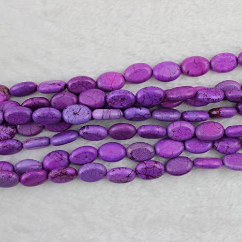 10x14mm Oval Purple Howlite Turquoise Beads Loose Gemstone Beads for Jewelry Making Strand 15 Inch (1 x Screw Clasp Included)