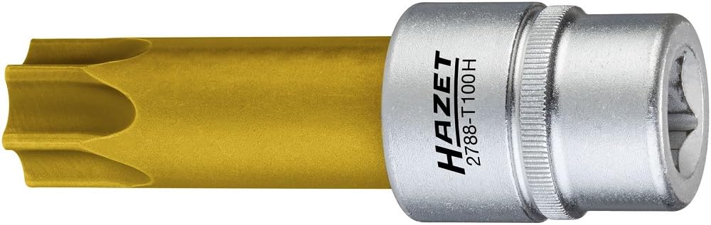 Hazet Camshaft Adjustment Hole 12.5 mm 1/2 Inch Torx Screwdriver Insert Bit – Tamper Resistant Profile Key Width – Pack of 1, Tin Coated, 2788 T100H