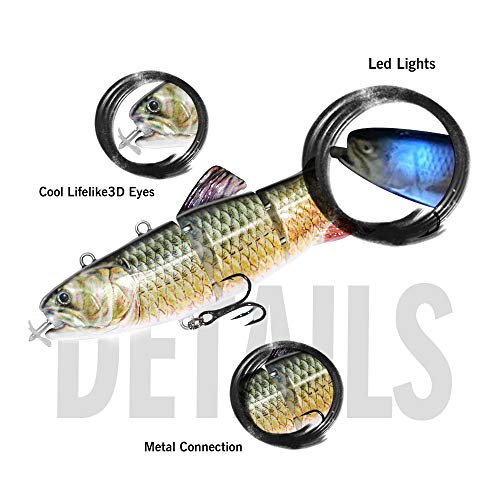 ods lure Robotic Swimming Lure USB Rechargeable LED Light 4Segement