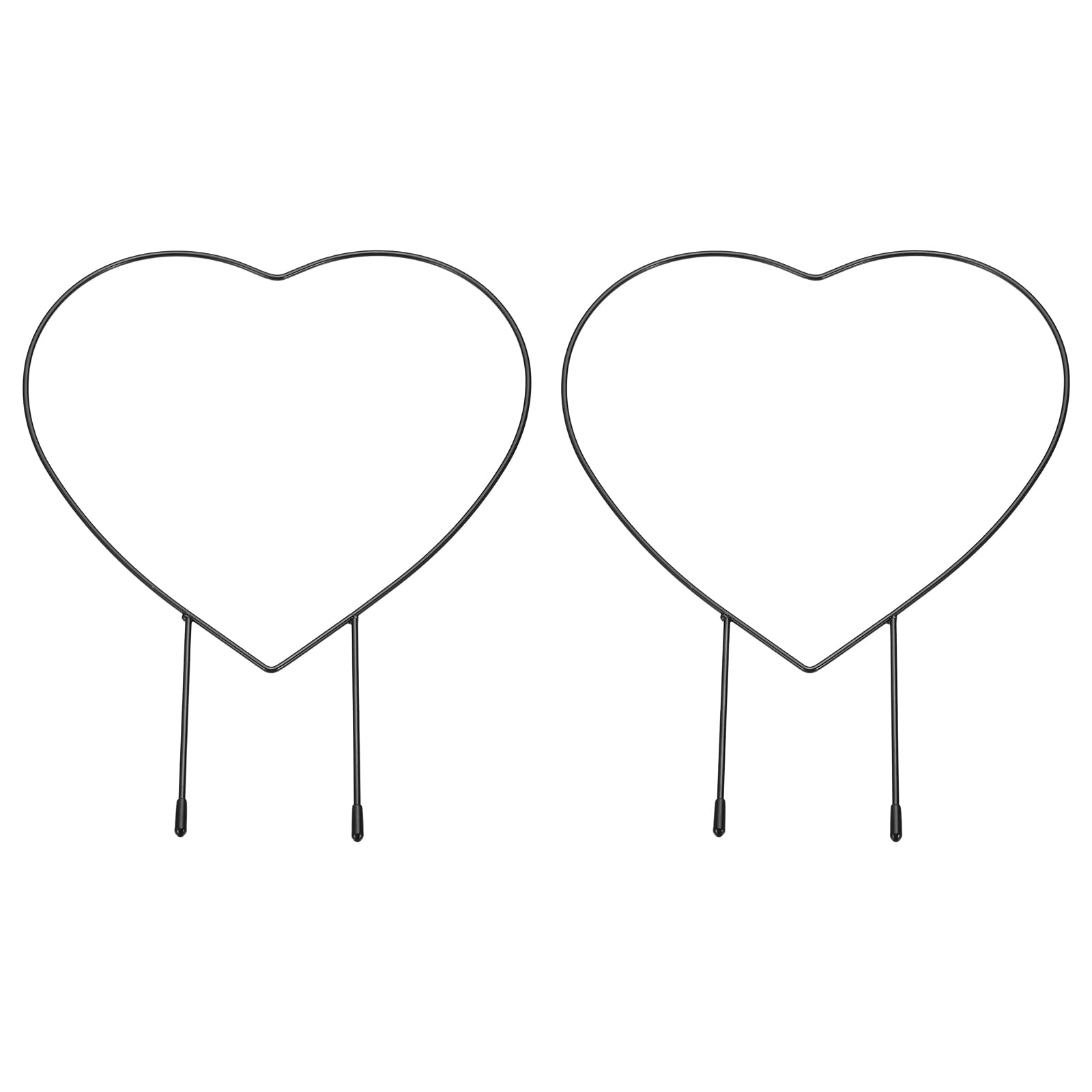 PATIKIL 12.2 x 9.1Inch Metal Plant Trellis, 2 Pcs Heart Shaped Potted Holder Rack Vine Stem Support Wire Closed for Garden Potted Climbing Plants, Black