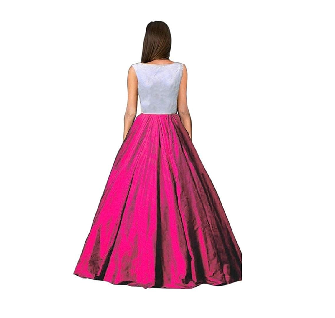 shringaar fashion&reg; plain taffeta silk gown-sf12 (free size, pink)