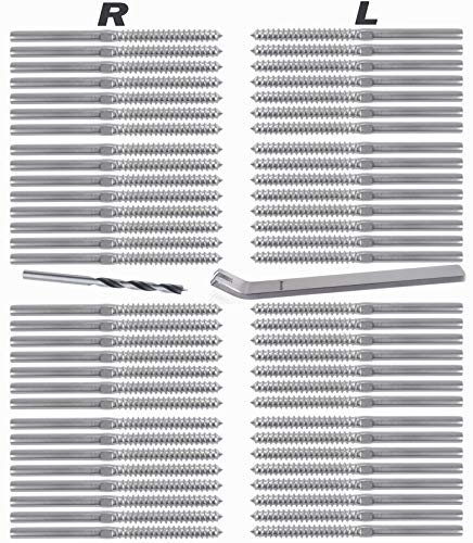 kjxxkj Stainless Steel Right&Left Handed Thread Swage Lag Screws for Wood Post of 1/8 inch Cable Railing Kit,Decking Railing Hardware,DIY Baluster Kit (30 Pairs） - Thumbnail 6