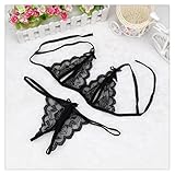 New! Challyhope Women Sexy Lingerie Lace Underwear Nightwear G-string Lingerie Set (Free, Black)