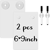 Yexiya 2 Pcs Waterproof Shower Whiteboard Dry Erase Board with Suction Cup | Suction Cup Mount No Drill, With 2 Dry Erase Pens, Bathroom Wall Notes, Reusable Writing Surface for Shower Reminders