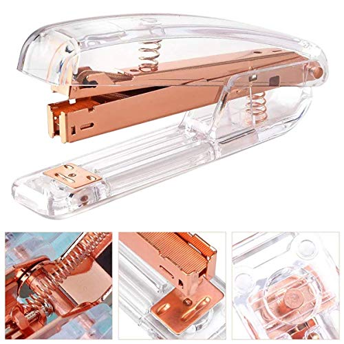 Rose Gold Desk Accessories,7-Piece Desktop Accessory Set - Desk Tray,Stapler and Staple Remover with Rose Gold Staples,Paper Clips Sets&Binder Clips,Table Photo Holder-for School Office Supplies Kit - Thumbnail 3