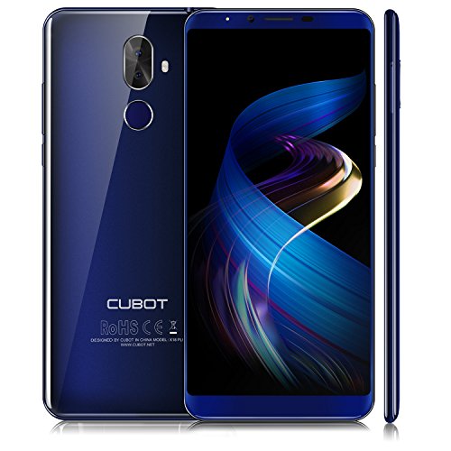 CUBOT X18 PLUS (2018) Pantalla 18:9 / 5.99?Diseño El fin de los Bordes Android 8.0 Dual Sim Teléfono Libre, Batería 4000 mAh, 4GB + 64GB, Dual Cámara Trasera 20MP+2MP / Frontal 13MP, 64bit Procesador Octa-Core MT6750T, Wifi, Bluetooth,GPS, Azul