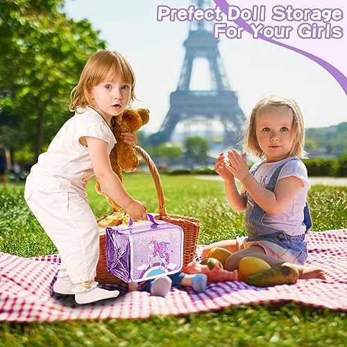 JYPS Doll Storage Display Organizer Purple Unicorn Case for