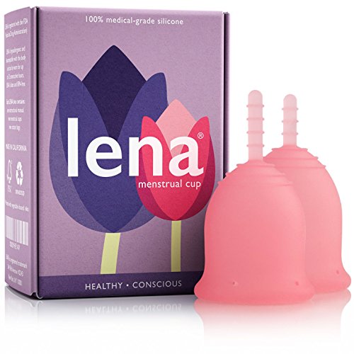 LENA Feminine Hygiene Cups - Made in USA - Small & Large - Pack of 2 Cups - Pink