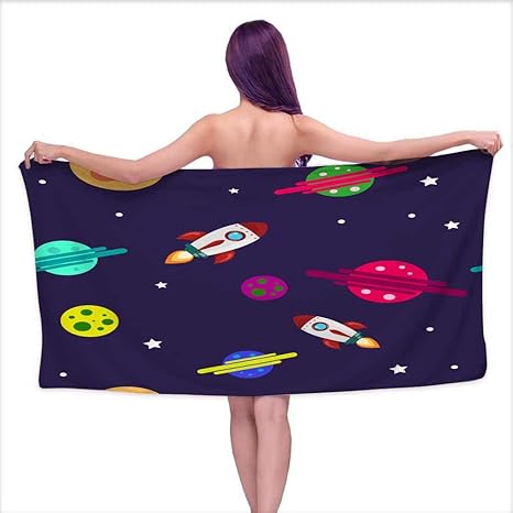 Amazon バスタオル 特大 シームレスパターン 宇宙要素 子供用 シームレスパターン アニメ宇宙ロケット 惑星 星 宇宙飛行士 ベクターのイラスト 白い背景に ウェブサイトページとその他に W31 Xl63 バスタオル ホーム キッチン オンライン通販