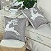 CaliTime Pack of 2 Soft Canvas Throw Pillow Covers Cases for Couch Sofa Home Decoration Christmas Holiday Reindeer with Stars Print 18 X 18 Inches Medium Grey