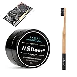MS.DEAR Teeth Whitening Charcoal Powder,Toothpaster, Coconut Activated Charcoal, with Bamboo Toothbrush, Natural & Organic Oral Care Set 1.05 oz