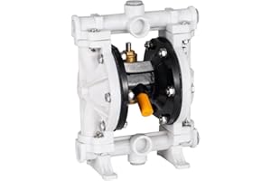 TABODD Air Operated Double Diaphragm Pump QBY-15PP, 1/2 inch Outlet Inlet 13 GPM Pneumatic Transfer Pump 100 PSI Industrial Pump Pneumatic Double Diaphragm Pump for Chemical Waste Oil, Polypropylene