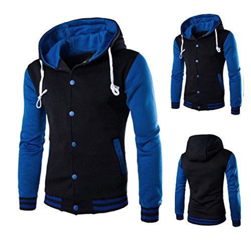 Mens Shirt,Haoricu Autumn Winter Men Teens Slim Fit Hoodie Sweatshirt Winter Long Sleeve Coat Jacket (M, Blue)