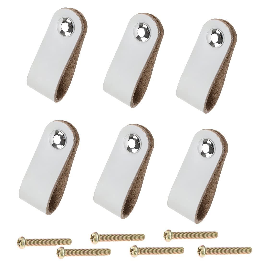 Aivoya 6-PCS Soft Leather Handles Fashion Drawer Pulls Door Knobs Cabinet Handles Wardrobe Dresser Handles for Furniture