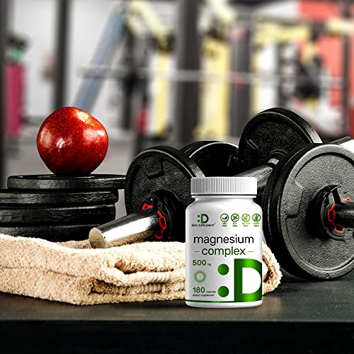 Magnesium Complex Supplement 500mg, 180 Capsules, 5 in 1 Formula