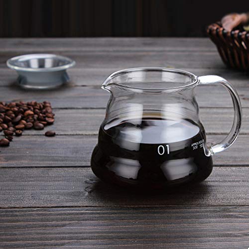 Migavan Coffee Server,360ml 12oz Heat Resistant Clear High Borosilicate Glass Range Coffee Server Pour Over Pots Kettle Teapot - Thumbnail 4