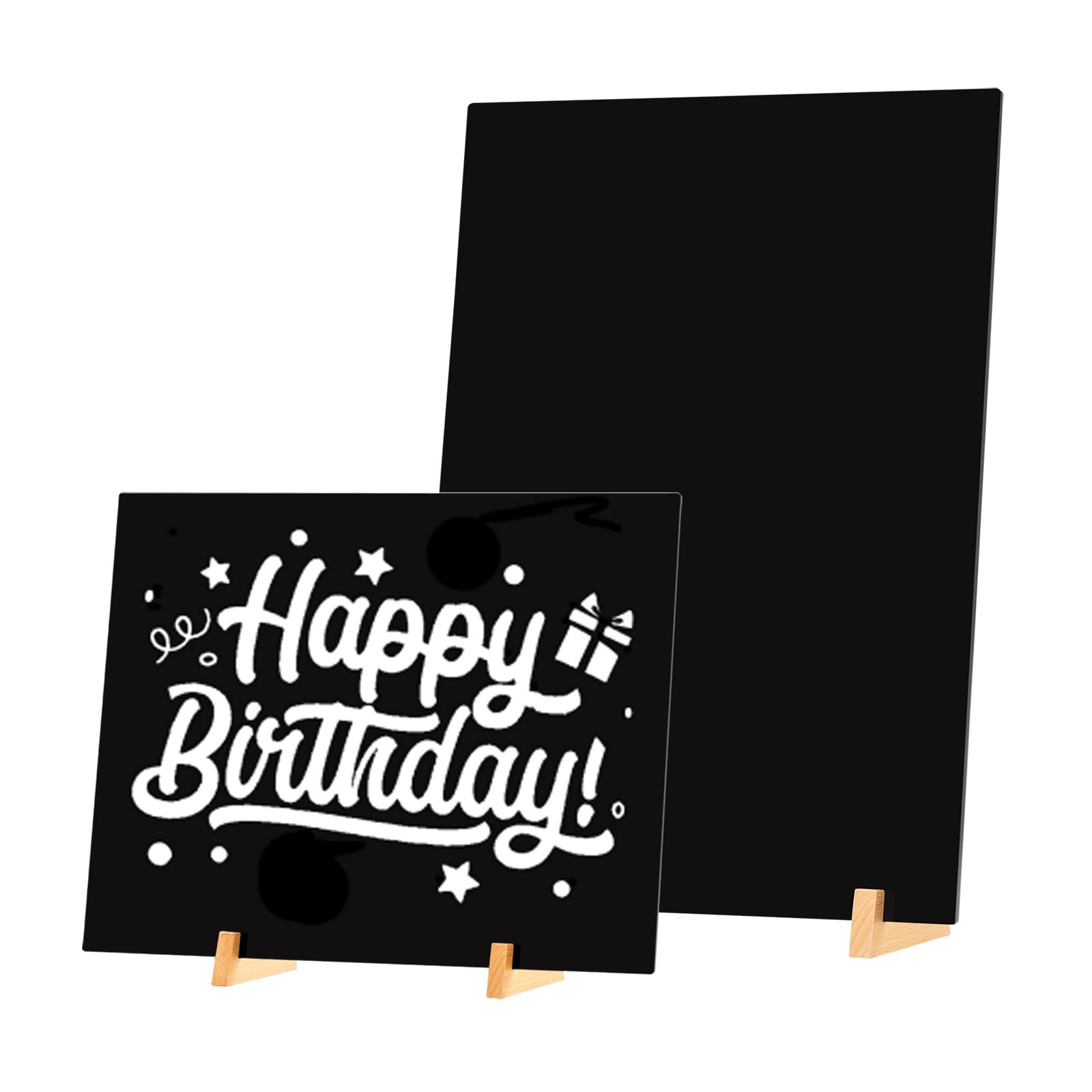 GUOKOFF Chalkboard Signs A4, 2 Pack Black Chalkboard Signs, Table Top Chalkboards, Acrylic Menu Blackboard Message Boards, Blackboard with Wooden Base