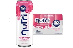 Nurri - 30g Protein Ultra Filtered Milk Shake – Strawberry - Lactose Free, Low Sugar, 150 Calories, 10 Vitamins and Minerals - 11 fl oz, 12 Cans