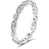 Rugewelry 925 Sterling Silver Wedding Band for Women Cubic Zirconia Simulated Diamond Engagement Stackable Ring Eternity Bands for Women
