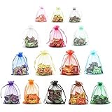 Halulu 5"x7" Color Mixing Drawsrting Organza Jewelry Pouch Party Favor Gift Bags,Pack of 100