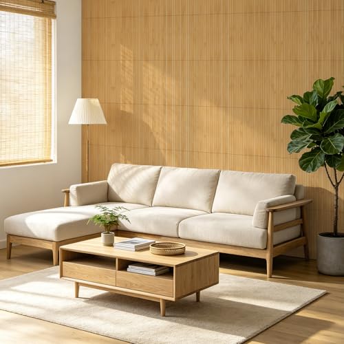 Vieshful 4 Pieces Bamboo Wall Panels (40 x 240 cm), Flexible Wood Cladding, Decorative Palillerie for Kitchen Island, Wall and DIY Furniture, Interior Ripped Slats, Carbonised