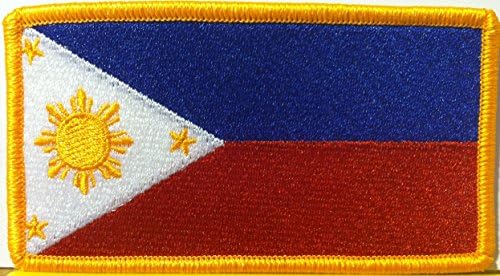 Republic of the Philippines Flag Embroidered With VELCRO Patch MC Biker Military Tactical Shoulder Gold Emblem #406