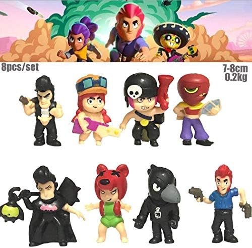 8pcs/Set 7cm (2inch) - Brawl Stars Action Figure Toys Shelly Colt Jessie Brawl Stars Doll Model Toys
