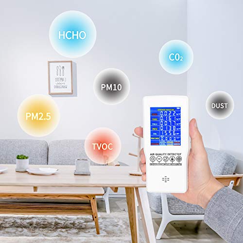 Air Quality Monitor Sherry Indoor Air Quality Monitor for CO2 Formaldehyde(HCHO) TVOC PM2.5/PM10 -Accurate Air Quality Monitor Indoor Radar Detectors