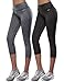 Aenlley Women's Activewear Yoga Pants High Rise Slim Fit Tights Cropped Capris Color Black of 2