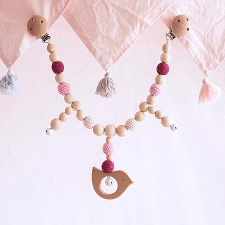 Amazon Co Jp 赤ちゃん用おもちゃ ジムおもちゃ 木製動物 乳児用歯 つながる 赤ちゃん用馬車 Bpaフリー シリコン かぎ針編みビーズ 感覚おもちゃ ベビーアクセサリー F007 1mgxp おもちゃ