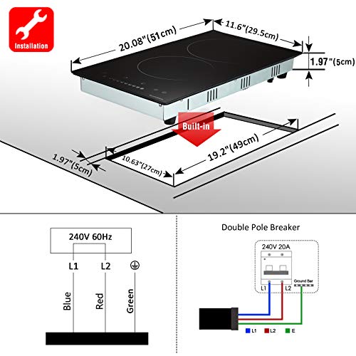 Electric Cooktop 12 inch, ECOTOUCH Radiant Electric Cooktop 12" Built