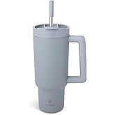 Manna Stainless Steel Double Wall Insulated Tumbler with Smart Seal Dual Sip Lid and Straw Fit Handle - 40 Oz - Soft Meadow Powder Coat