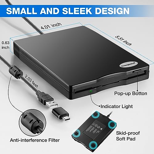 Chuanganzhuo Floppy Disk Reader,3.5 inch External USB Type C Floppy