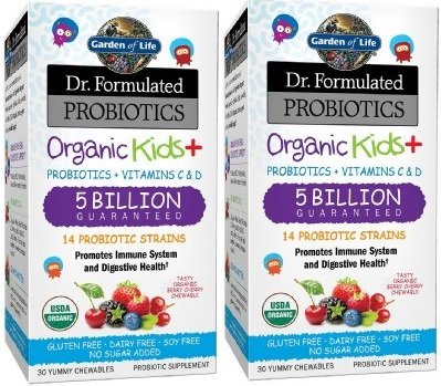 Garden of Life Dr. Formulated Probiotics Organic Kids Plus Chewable Tablet, 30 Count (30x2)