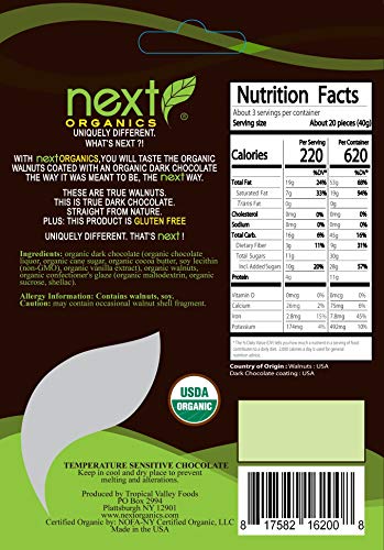 Next Organics Dark Chocolate Nuts Variety Pack (4 oz Almond, Walnut, Cashew, Brazil nut) (Pack of 4)