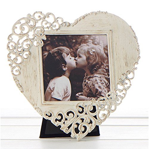 Old Cream Lace Heart Photo Frame 3x3