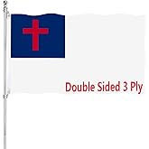 Christian Flag 3 Ply Christianity Cross Church Jesus Faith Flags 3x5 for Outdoor Room Double Sided 240D 100% Polyester Fiber Vibrant Colors Catholic Flag with 2 Brass Grommets