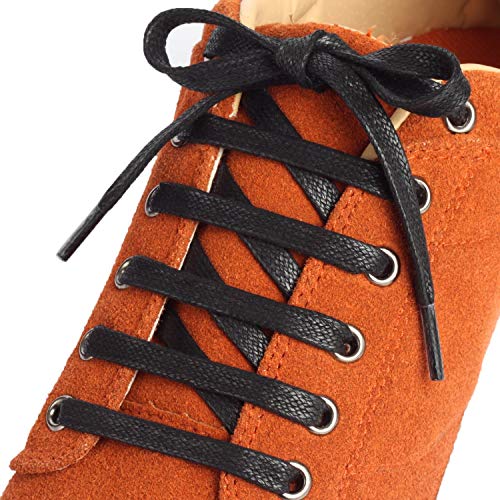 Shoemate Flat Waxed Cotton Shoe Laces for Boots & Dress Shoes with 4