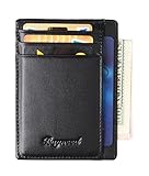 Mens RFID Blocking Slim Front Pocket Wallet Thin Leather Credit Card Holder(Black)
