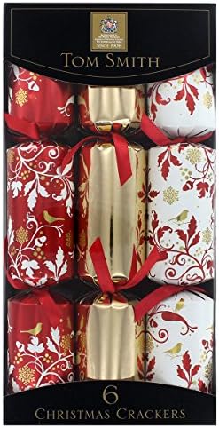 Tom Smith Red and Gold Foliage Cube Christmas Crackers - 6 pack