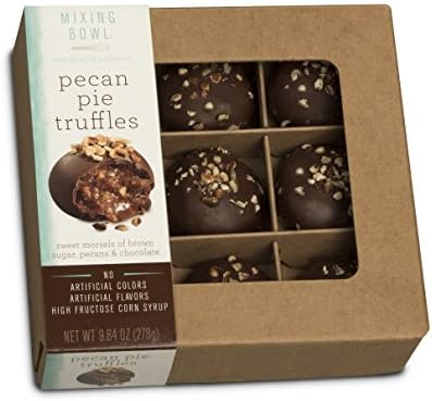 Mixing Bowl Classic Delicate Gourmet Dessert Dark Chocolate Truffles, Pecan Pie, 9 Piece Gift Box, 2 Boxes per Order