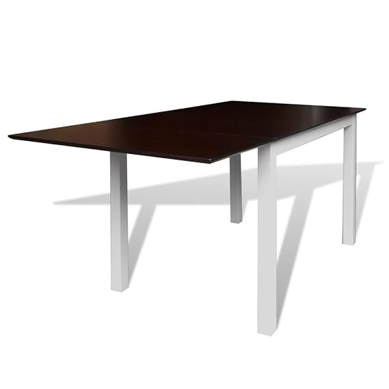 Festnight Ausziehbarer Esstisch | Esszimmer Ausziehtisch | Küchentisch Esszimmertisch | Braun und Weiß Gummibaum-Holz 110/150