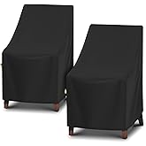 Arcedo High Back Patio Chair Cover 2 Pack, Waterproof Outdoor Weatherproof Chairs Covers for Stackable Dining Furniture Seating - 27”W x 30”D x 42”H, Black
