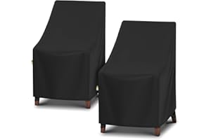 Arcedo High Back Patio Chair Cover 2 Pack, Waterproof Outdoor Weatherproof Chairs Covers for Stackable Dining Furniture Seating - 27”W x 30”D x 42”H, Black
