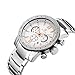 MEGIR Quartz Mens Military Casual Wrist Watch Analog Men Chronograph Waterproof Luminous Watches with Stainless Steel Band and Calendar Date, Best Gifts for Men Fashion