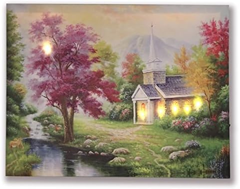 Lighted Framed Wall Art Scenic Picture New Year Series Canvas Prints With LED lights for Christmas and Home Decoration-12x16 Inch