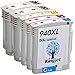 Kingjet 940XL Ink Cartridges High Yield Remanufactured Replacement 5 Pack Compatible with Officejet Pro 8000, 8500, 8500a Series Printer (2Black 1Cyan 1Magenta 1Yellow)