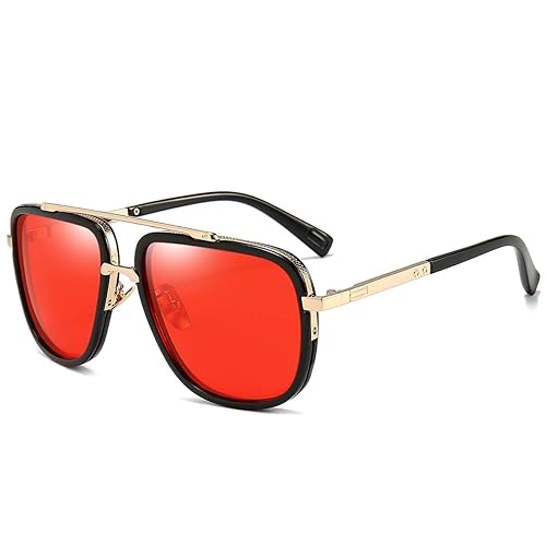 Dollger Oversized Square Aviator Sunglasses for Men Classic Retro Large  Frame Red Lens Sunglasses in Oman Whizz Sunglasses