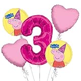 Peppa Pig Balloon Bouquet 3rd Birthday 5 pcs - Party Supplies Pink