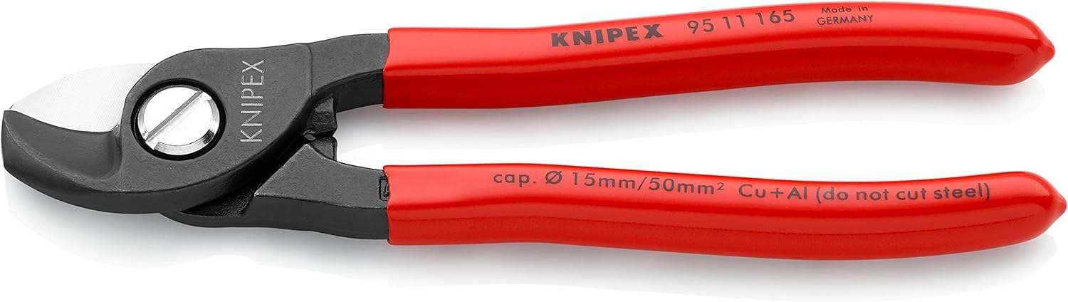 KNIPEX Cable Shears Self-Service Card with Plastic Coating 165 mm, 95 11 165 SB